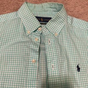 COPY - Teen Boys 14/16 Tiffany Blue and White checkered button down shirt